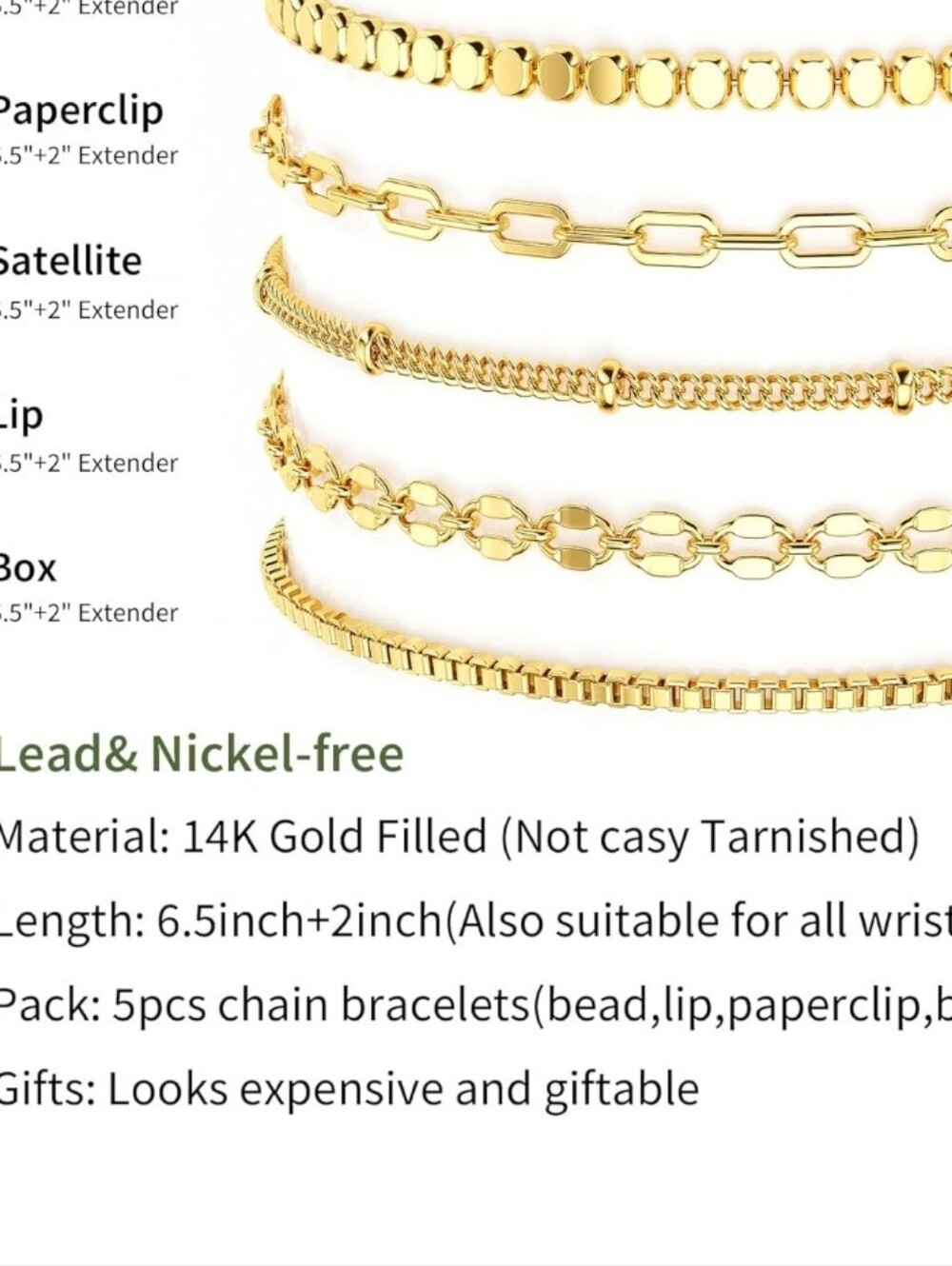 Gold Layered Bracelet Set for Women - Elegant Stacking Chains - Picture 5 of 7